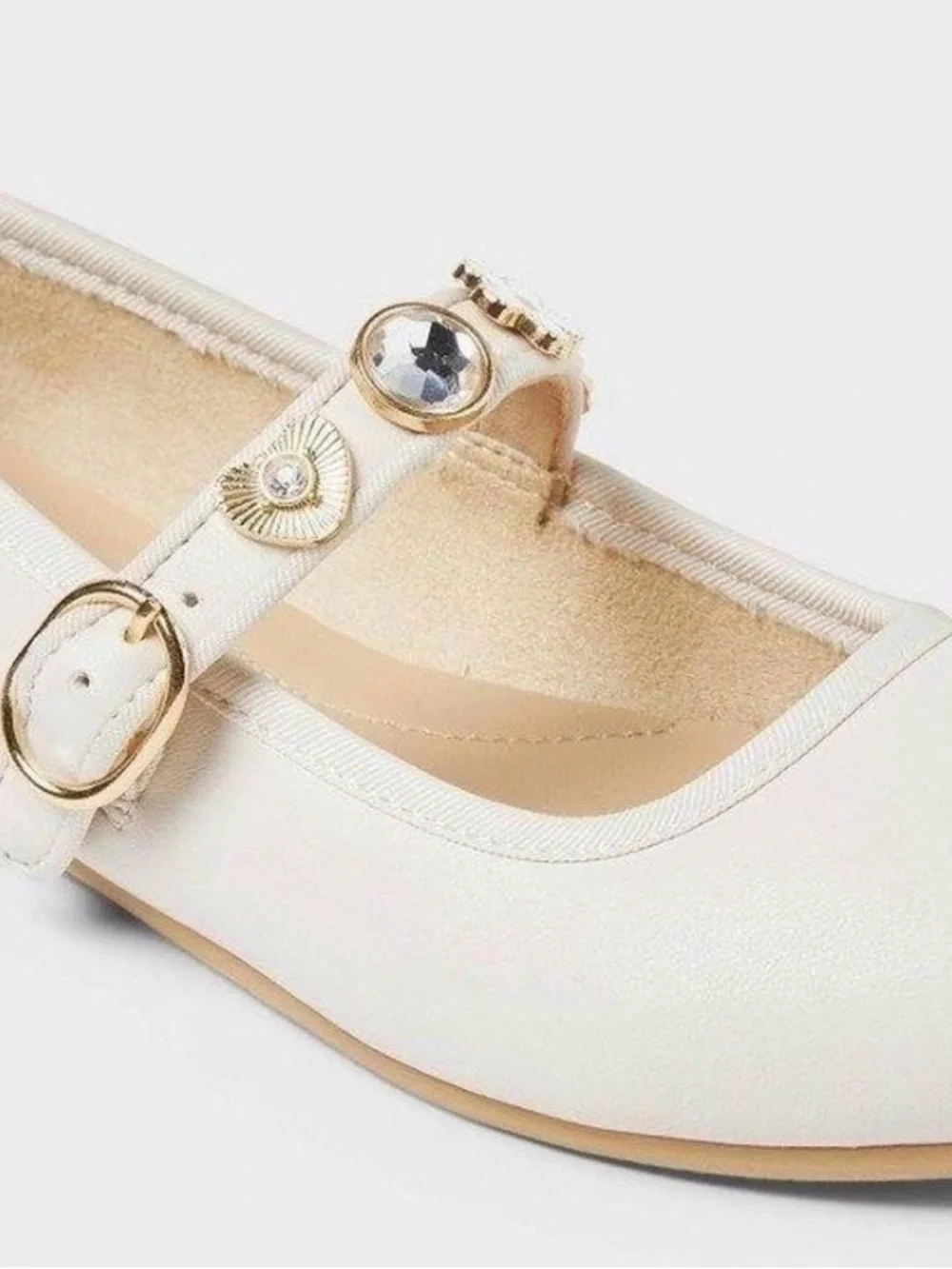 art class Cream Mary Jane Dress Shoes with Jewel Strap